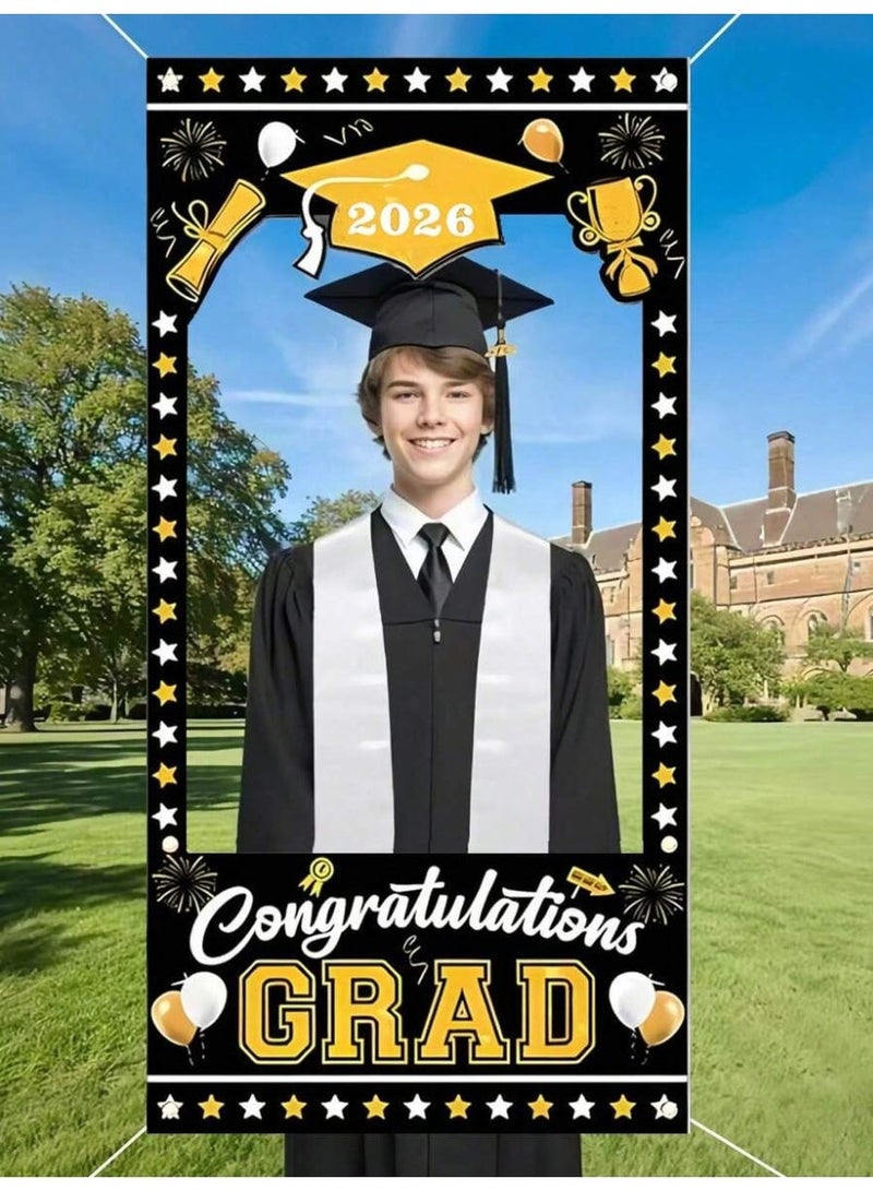 Graduation Party Decoration Photo Booth Frame Congratulations Grad 2026 – Stylish Photo Backdrop for Graduation Celebrations (Size 180×90 cm) - Image 4