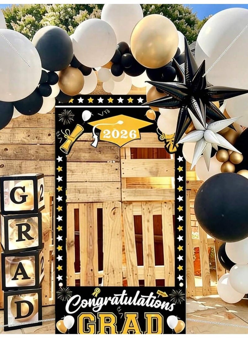 Graduation Party Decoration Photo Booth Frame Congratulations Grad 2026 – Stylish Photo Backdrop for Graduation Celebrations (Size 180×90 cm) - Image 3
