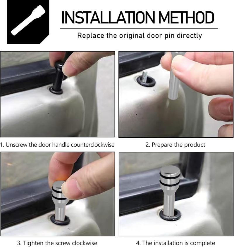 Car Door Lock Cover: 4 Pack Black Alloy Anti-Scratch - Delicate Metallic Texture Door Lock Knob Cover for Most Cars, SUVs, Company Cars - Image 5