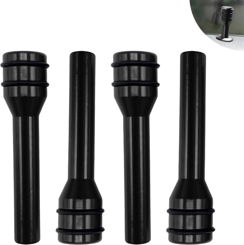 Car Door Lock Cover: 4 Pack Black Alloy Anti-Scratch - Delicate Metallic Texture Door Lock Knob Cover for Most Cars, SUVs, Company Cars - Image 1
