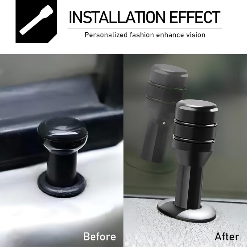 Car Door Lock Cover: 4 Pack Black Alloy Anti-Scratch - Delicate Metallic Texture Door Lock Knob Cover for Most Cars, SUVs, Company Cars - Image 4