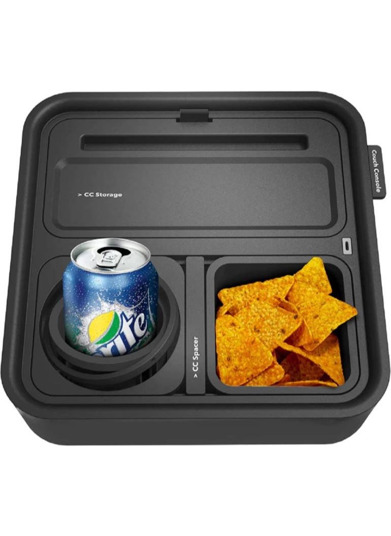CouchConsole - COUCHCONSOLE ORIGINAL CUP HOLDER TRAY - DRINKS & SNACKS SOFA CADDY WITH ARMREST, TABLE WITH PHONE STAND - Image 1