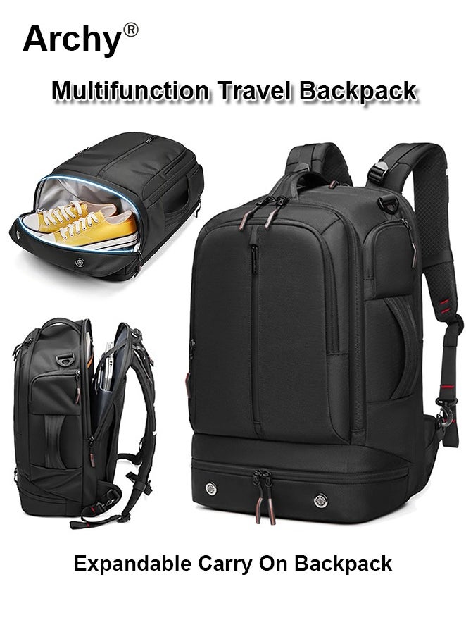 Archy Large Travel Backpack Carry On Backpack Expandable Airline Airplane Approved Weekender Backpack Hiking Backpack Laptop Backpack with USB Charging Port Waterproof Backpack  - Image 1