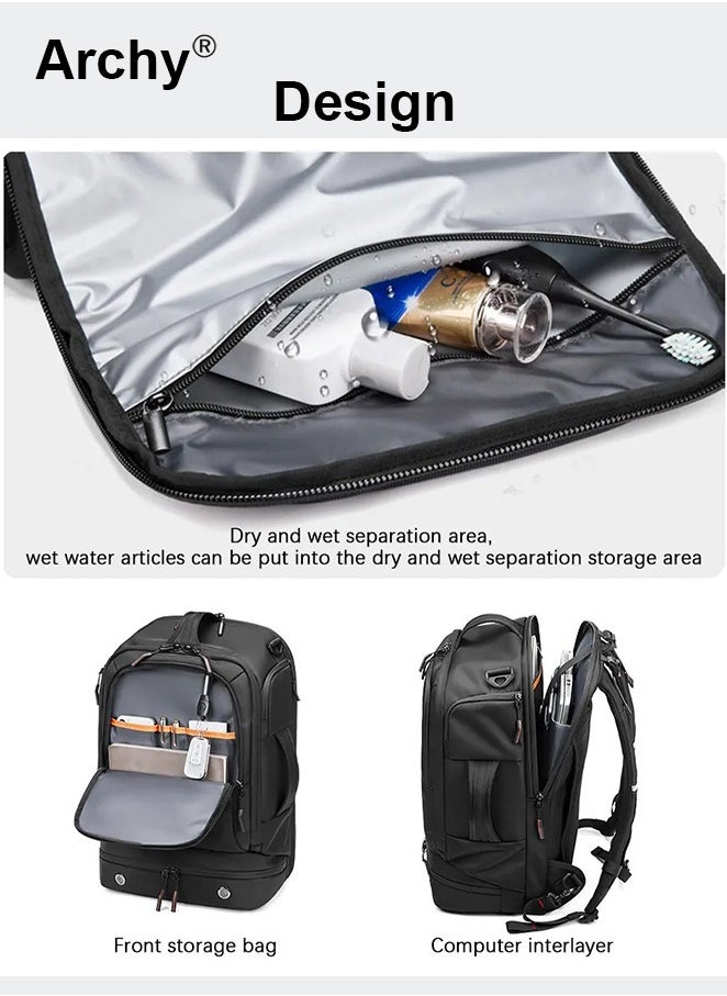 Archy Large Travel Backpack Carry On Backpack Expandable Airline Airplane Approved Weekender Backpack Hiking Backpack Laptop Backpack with USB Charging Port Waterproof Backpack  - Image 2
