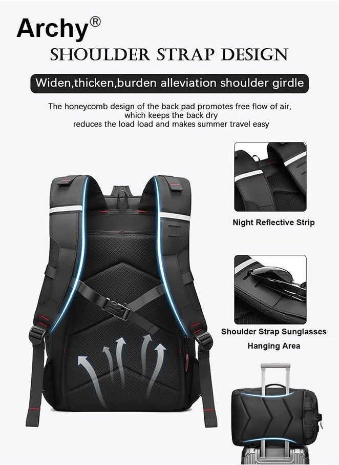Archy Large Travel Backpack Carry On Backpack Expandable Airline Airplane Approved Weekender Backpack Hiking Backpack Laptop Backpack with USB Charging Port Waterproof Backpack  - Image 4