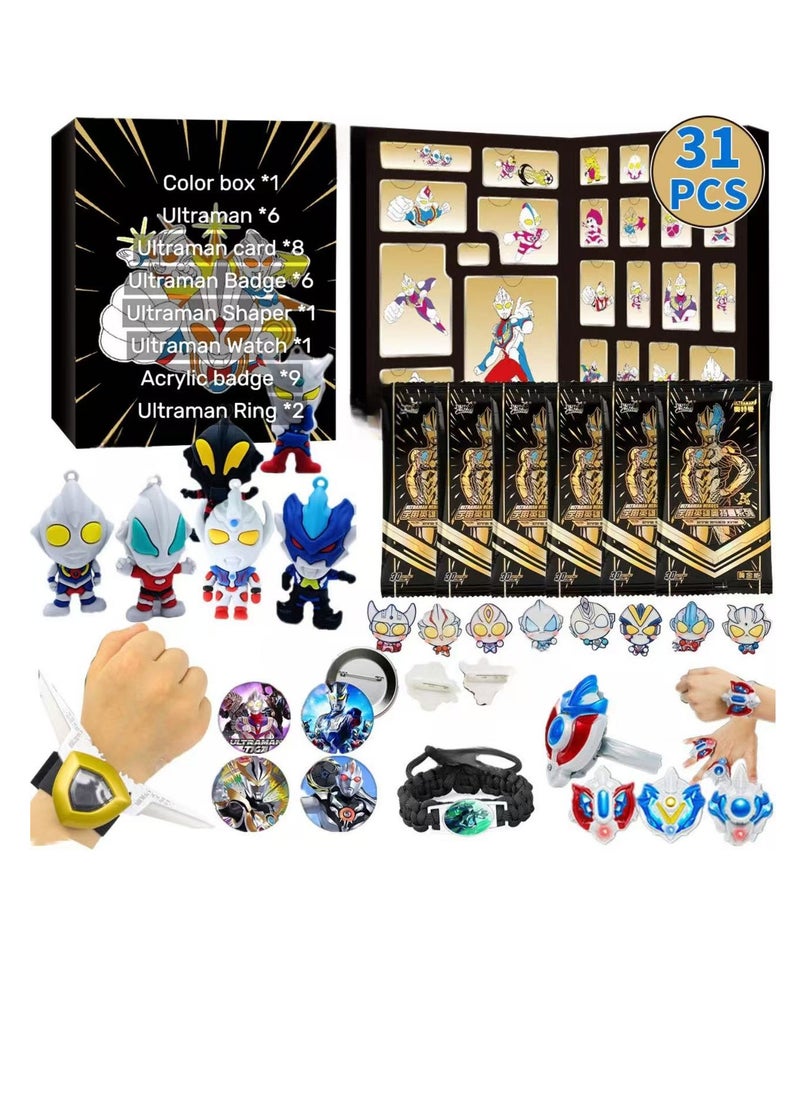 Generic - Christmas blind box, including keychain, Ultraman doll, card, watch, transformer, badge and ring, Christmas countdown calendar gift, suitable for boys, girls and children (Ultraman) - Image 1