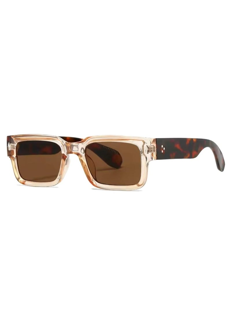 POLITE Luxury Fashion Designer Sunglasses for Men and Women, Brown Square Sunglass for Fashion, Driving, And Travel - Image 1