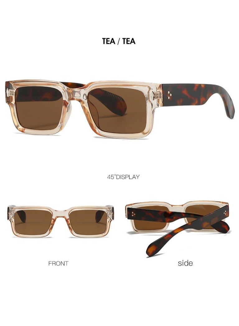 POLITE Luxury Fashion Designer Sunglasses for Men and Women, Brown Square Sunglass for Fashion, Driving, And Travel - Image 2