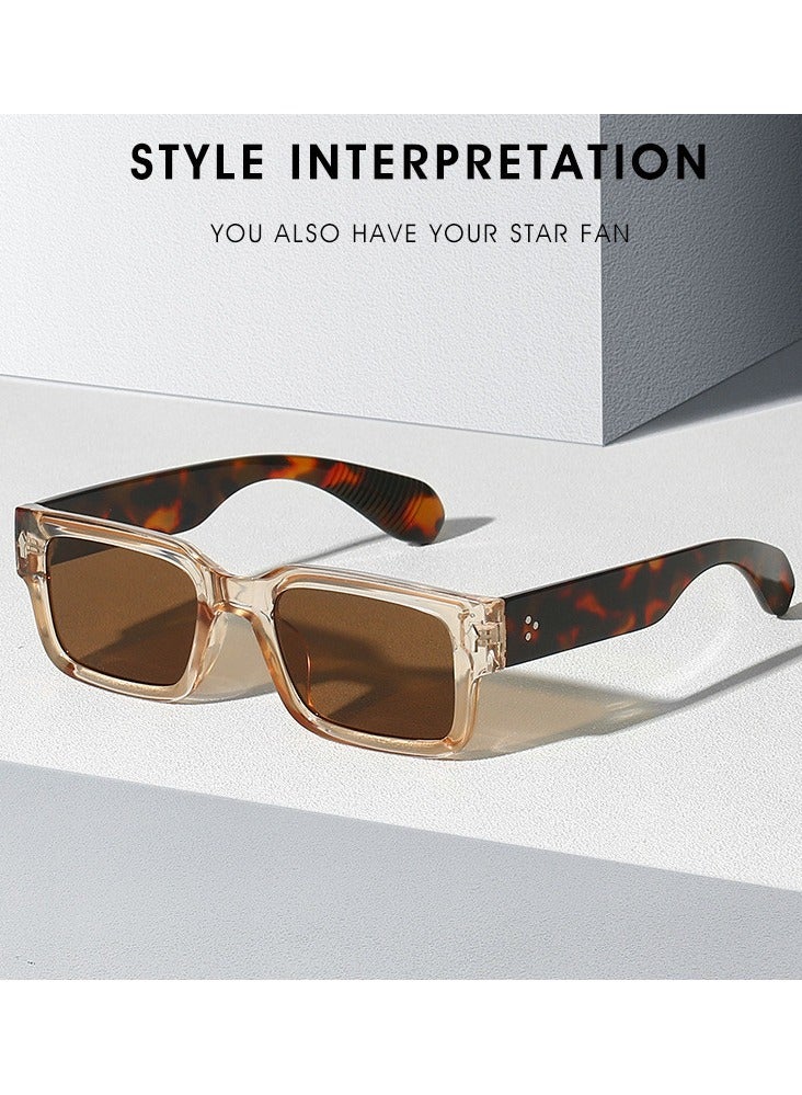 POLITE Luxury Fashion Designer Sunglasses for Men and Women, Brown Square Sunglass for Fashion, Driving, And Travel - Image 3