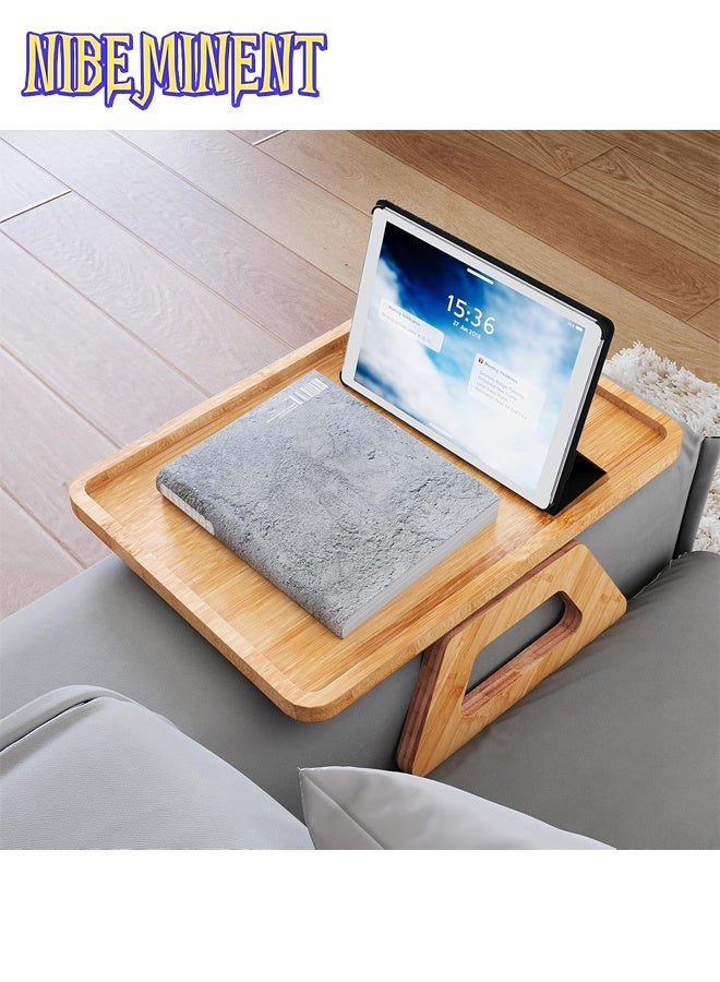 NIBEMINENT Wooden Sofa Arm Tray Table, Couch Arm Tray, Portable Couch Arm Side Table, Sofa Armrest Trays Clip-On Couch Desk, Stable TV Stand for Small Space, Art & Craft Supplies, Wood Material（Natural） - Image 5