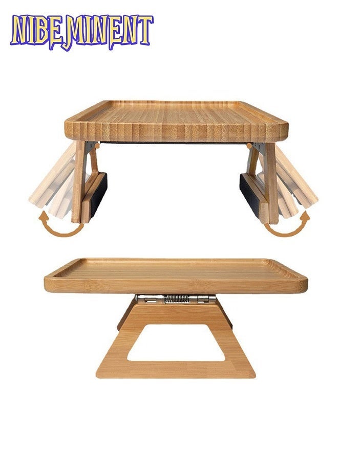 NIBEMINENT Wooden Sofa Arm Tray Table, Couch Arm Tray, Portable Couch Arm Side Table, Sofa Armrest Trays Clip-On Couch Desk, Stable TV Stand for Small Space, Art & Craft Supplies, Wood Material（Natural） - Image 3