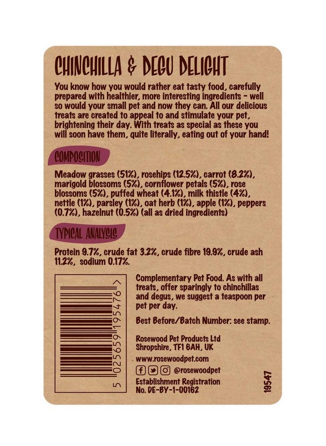 Rosewood - Naturals Chinchilla & Degu Delight, Small Animal Treats, 150G - Image 1