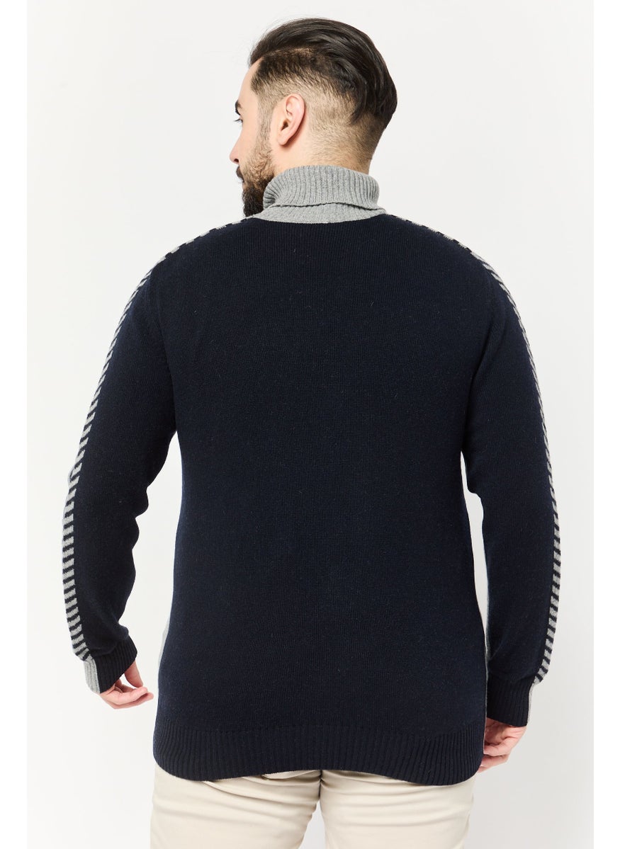 Harmont & Blaine Men Turtle Neck Embroidered Logo Sweater, Grey  - Image 2