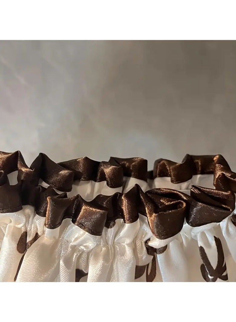 يوكانبي غطاء استحمام مزخرف بزهور وردية بطبقتين، مقاوم للماء ومرن - واقي شعر من البوليستر بتصميم مجعد للكبار والصغار، مثالي للاستخدام في الحمام والمطبخ، ملحقات استحمام - Image 3