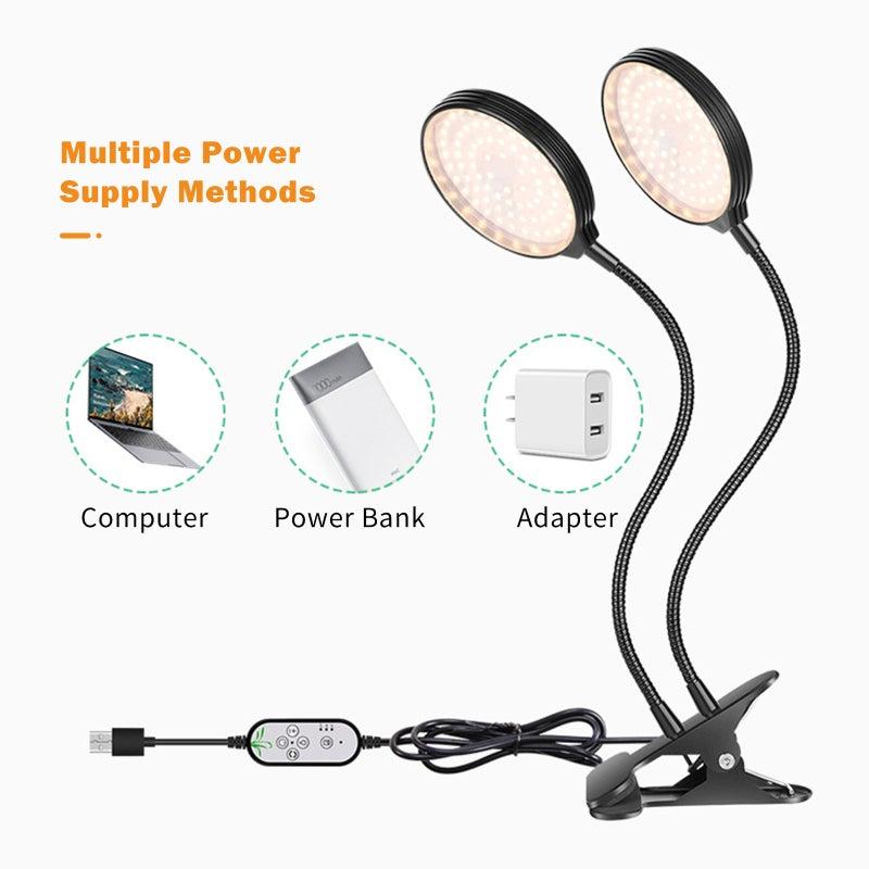 مصباح نمو USB كامل الطيف مزود بمؤقت قابل للتعتيم وعنق معدني مرن شديد التحمل للزراعة الداخلية في البيوت الزجاجية - Image 4