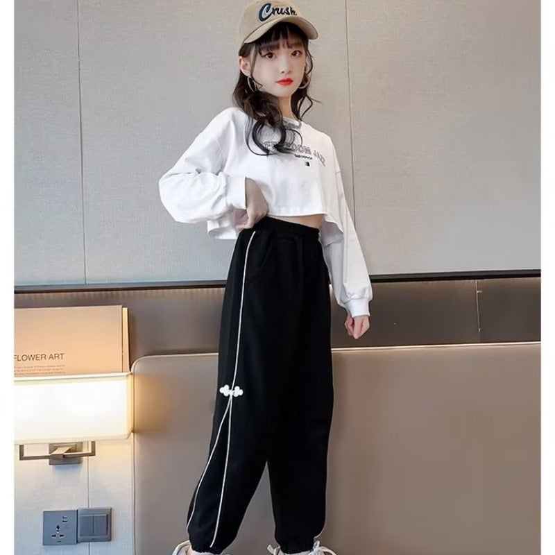 Girls' Pants Fleece-Lined Thickened Sports Pants Winter Girls' Autumn Sweatpants Winter Children'S Casual Trousers - Image 1