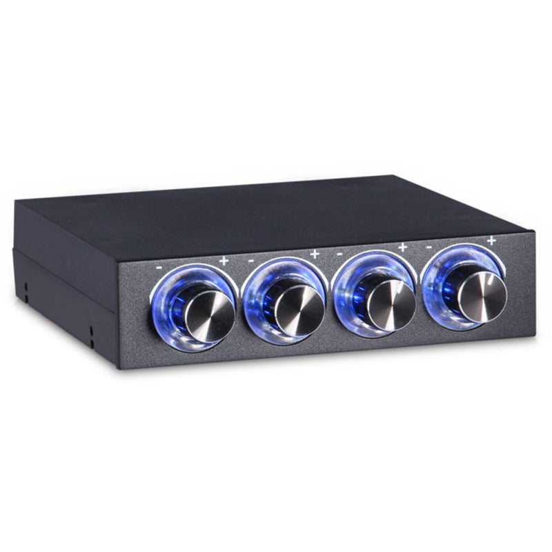 وحدة تحكم بسرعة مروحة الحاسوب بأربع قنوات بواجهة 3.5 بوصة مع إضاءة LED زرقاء - تعديل درجة الحرارة والسرعة لأربع مراوح لتقليل حرارة الحاسوب - Image 2