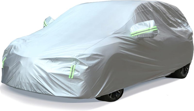 All Weather Car Cover - Waterproof, Windproof, UV Protection with Reflective Strips for SUVs (Silver, YXXL) - Image 1