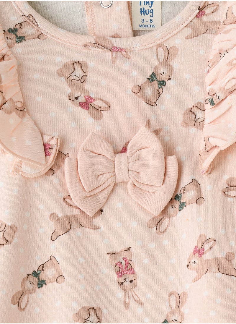 Tiny Hug Baby Girl Bunny Print Tunic and Leggings Set  - Image 3