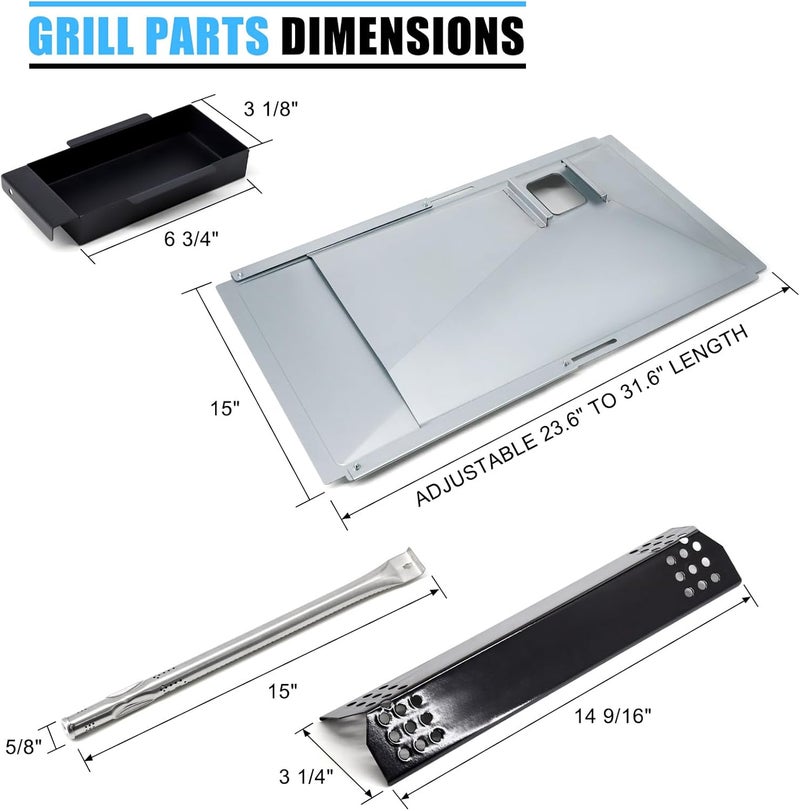 Adviace Replacement Parts for Nexgrill 720-0882A 720-0925P 720-0925 720-0896 720-0896B 720-0896E, Grease Tray, 5 Pack Burner Tubes & Ignitors & Flame Tamers for Nexgrill 5 Burner 720-0882A Gas Grill - Image 4
