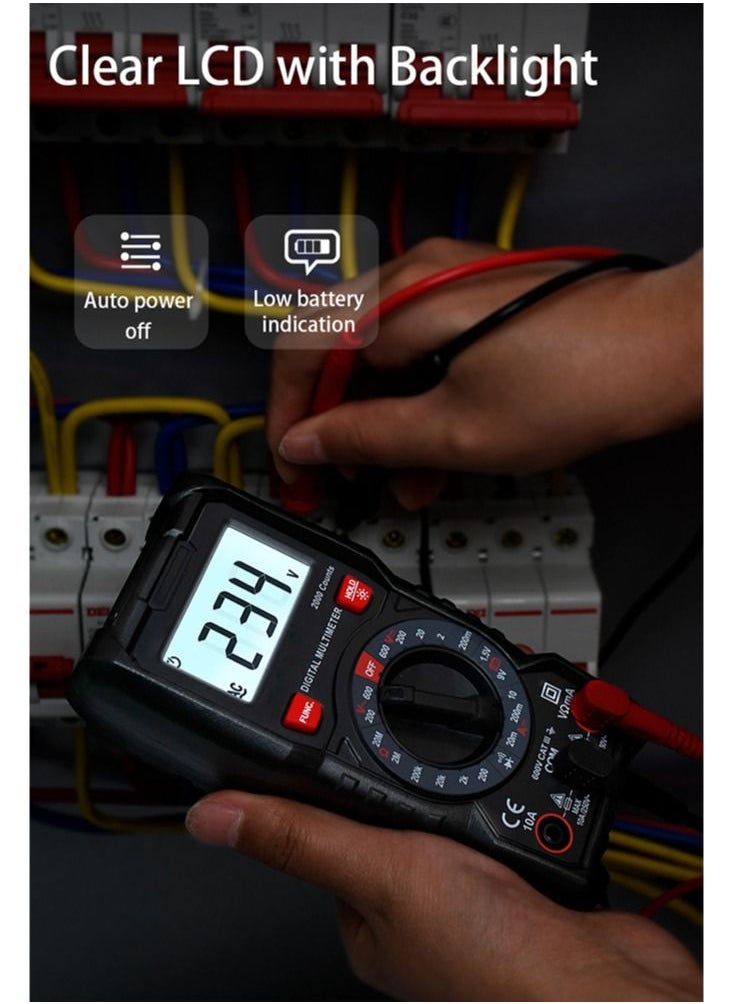 Generic Digital Multimeter TRMS 2000 Counts Ohmmeter Manual-Ranging Fast Accurately Measures Voltage Current Resistance Diodes Battery  - Image 3