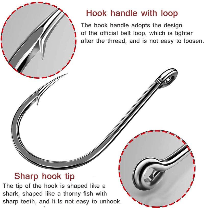 Mf ® 500pcs High Carbon Steel Fishing Hooks with Plastic Box, 10 Sizes Fish Hook with Barbs for Freshwater/Seawater, 3# - 12#(50pcs/ Size) - Image 3