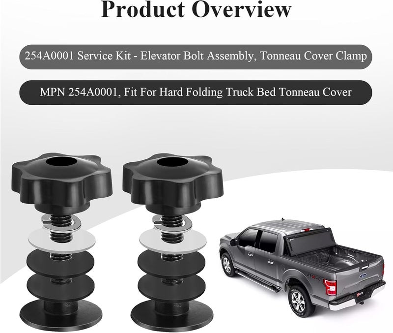 WFCYX 2 Set 254A0001 Tonneau Cover Clamp Service Kit - Elevator Bolt Assembly, Fit for Hard Folding Truck Bed Tonneau Cover, Universal Fit - Image 2