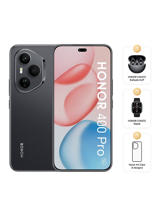 Honor 400 Pro 5G Dual SIM Midnight Black 12GB RAM 512GB With Free HONOR CHOICE Earbuds CLIP, HONOR CHOICE Watch And Assorted Case - Middle East Version - Image 1