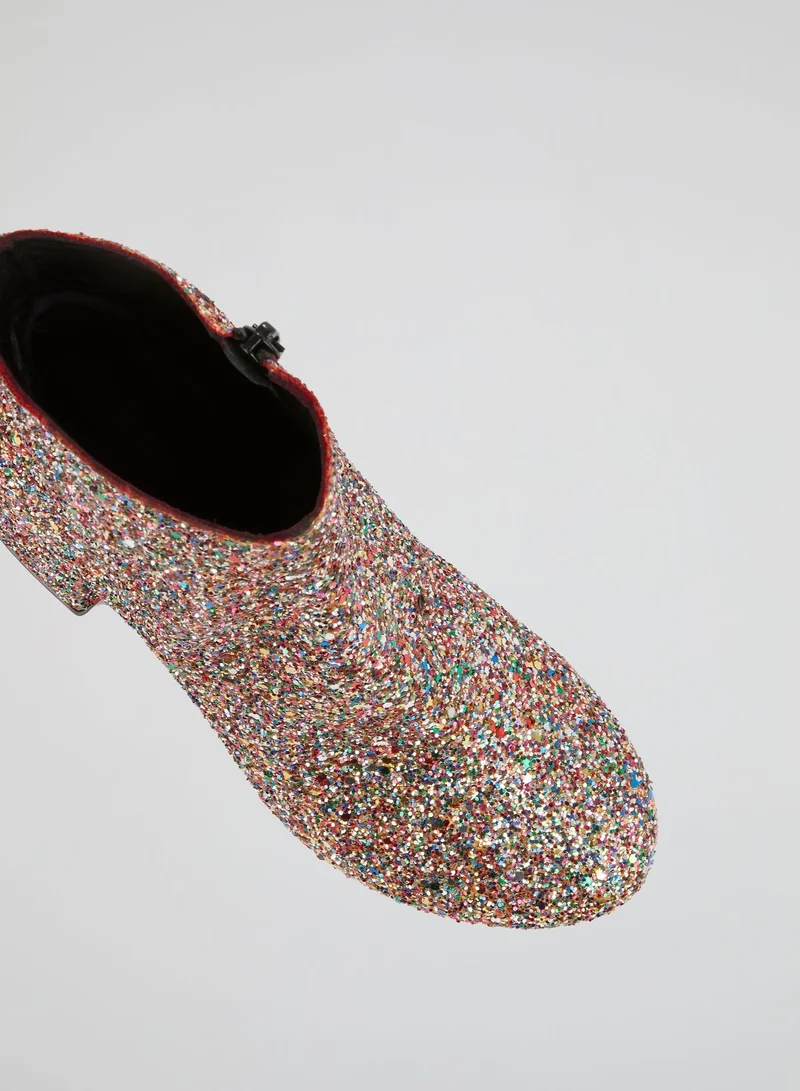 MM6 Glittered Block Heel Boots