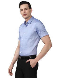 Peter England Peter England Men's Regular Fit Shirt (PESHMNUBD18900_Medium Blue  - Image 2