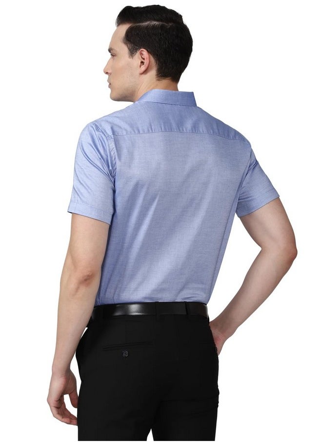Peter England Peter England Men's Regular Fit Shirt (PESHMNUBD18900_Medium Blue  - Image 3
