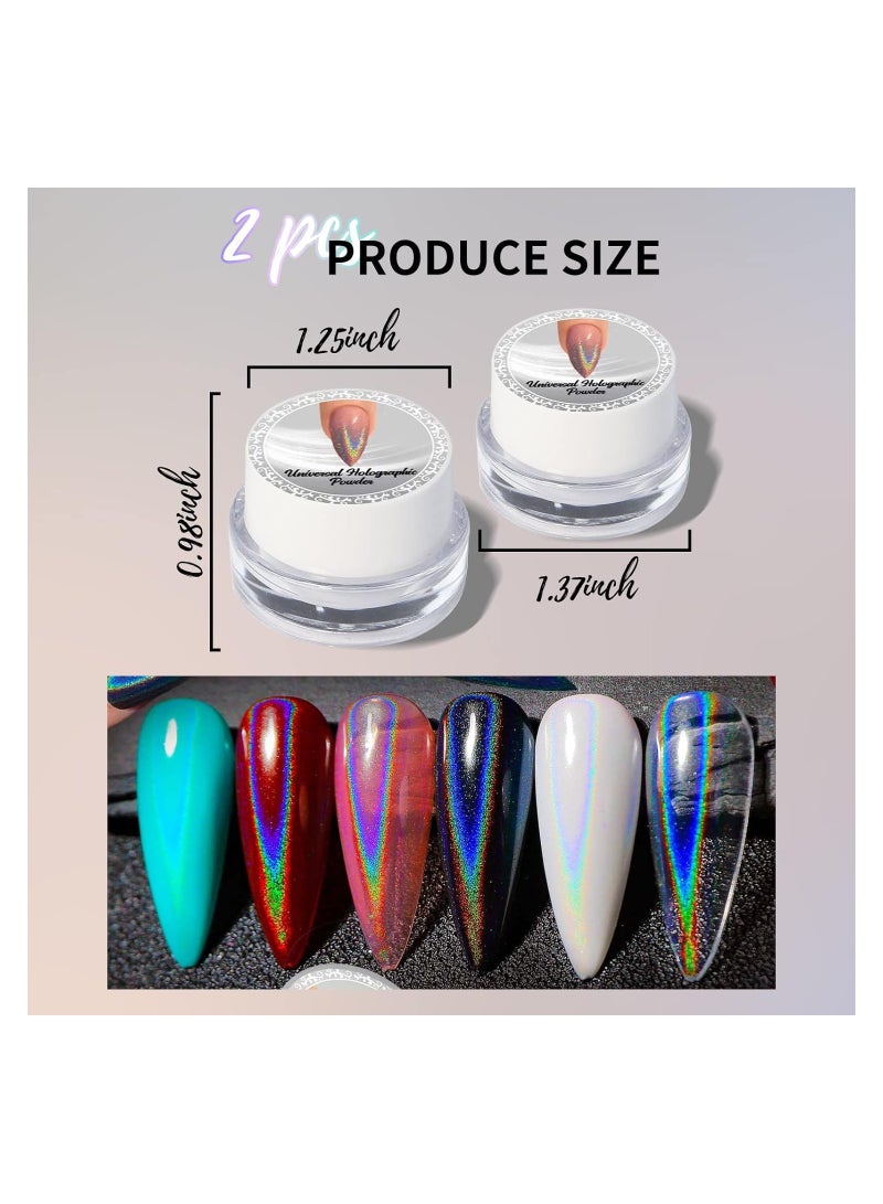 SYOSI Holographic Pearl Chrome Nail Powder, 2PCS Rainbow Mirror Pearl Nail Powder, Magic White Nail Powder, Pearlescent Nail Pigment Powder High Gloss, Ice Metallic Nail Powder, for Nails Art Design - Image 5