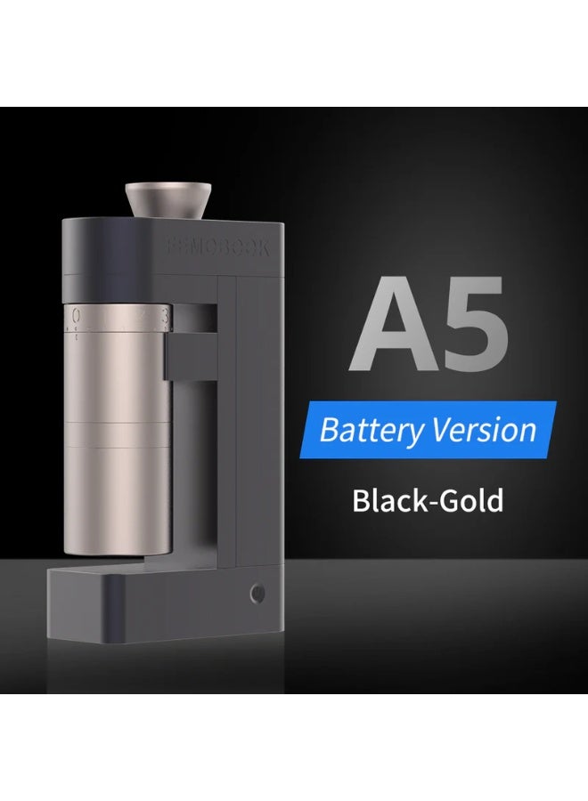 FEMOBOOK-A5 Electric Burr Coffee Grinder, Plug-in Single Dose Espresso Grinder with 53mm Stainless Steel Conical Burr, 300+ Grind Settings, For Espresso & Pour Over, Black-Gold - Image 1