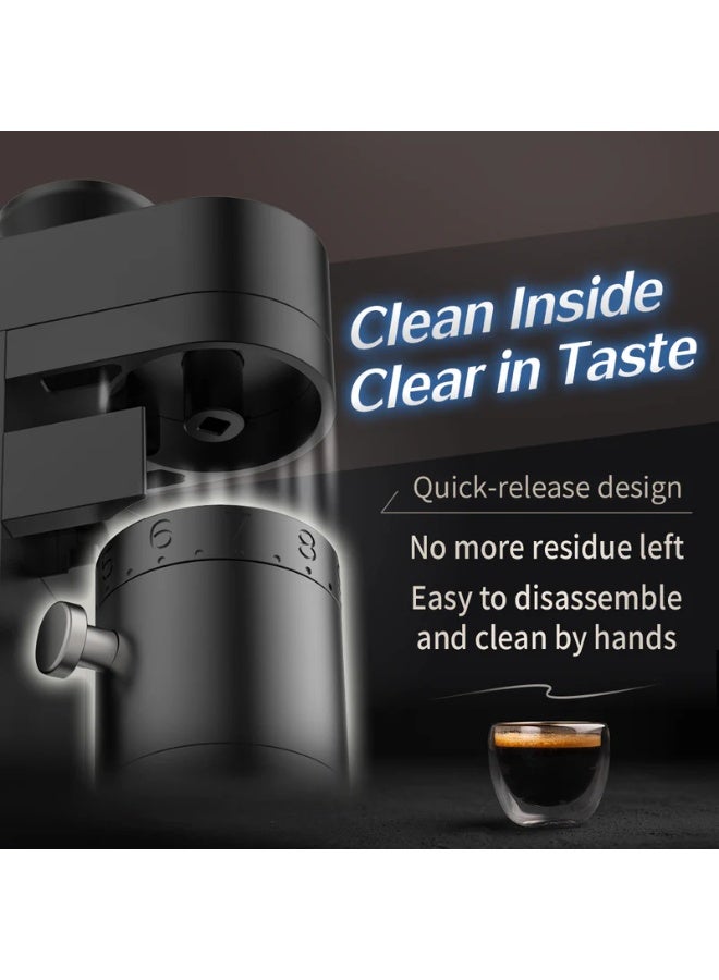 FEMOBOOK-A5 Electric Burr Coffee Grinder, Plug-in Single Dose Espresso Grinder with 53mm Stainless Steel Conical Burr, 300+ Grind Settings, For Espresso & Pour Over, Black-Gold - Image 2