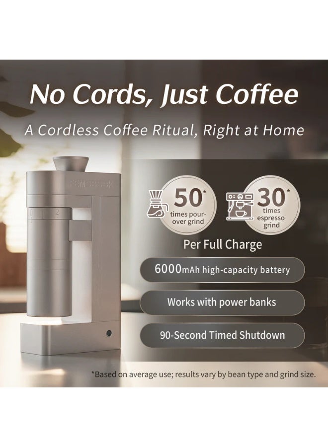 FEMOBOOK-A5 Electric Burr Coffee Grinder, Plug-in Single Dose Espresso Grinder with 53mm Stainless Steel Conical Burr, 300+ Grind Settings, For Espresso & Pour Over, Black-Gold - Image 3