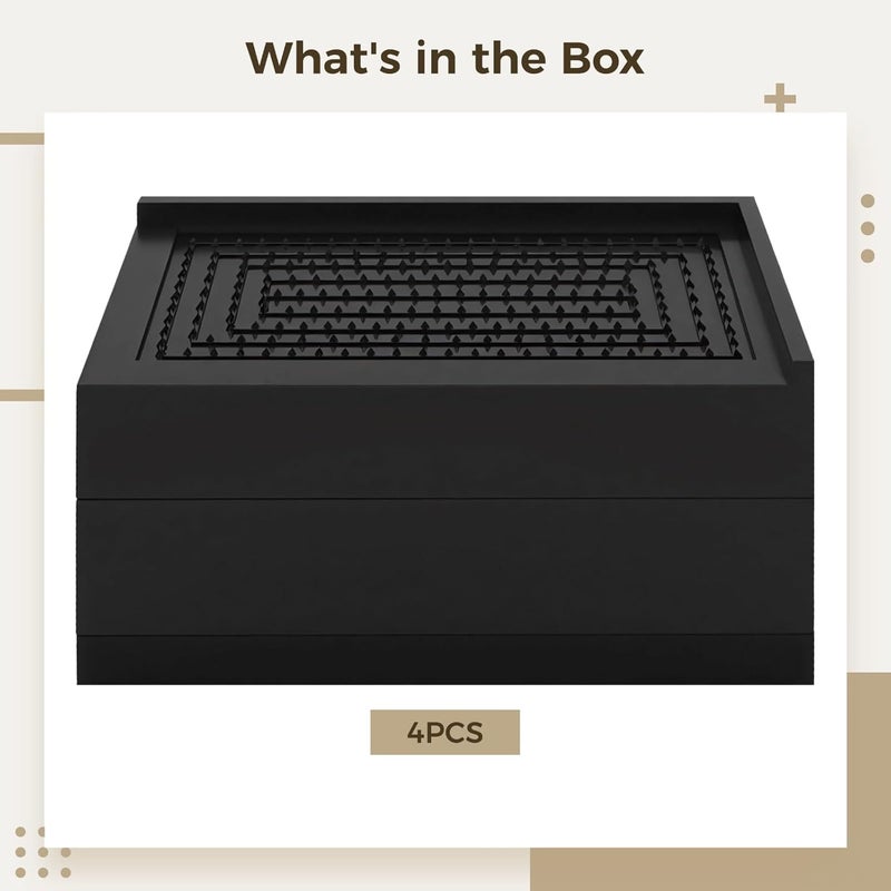 for Extra Storage, 4.5×2.4×2.9, Pp Rectangular Furniture Risers, 4 Pcs Heavy Duty Bed Risers, Home and Office Suitable, Black Furniture Lifts, Non-Slip Secure Design - Image 5