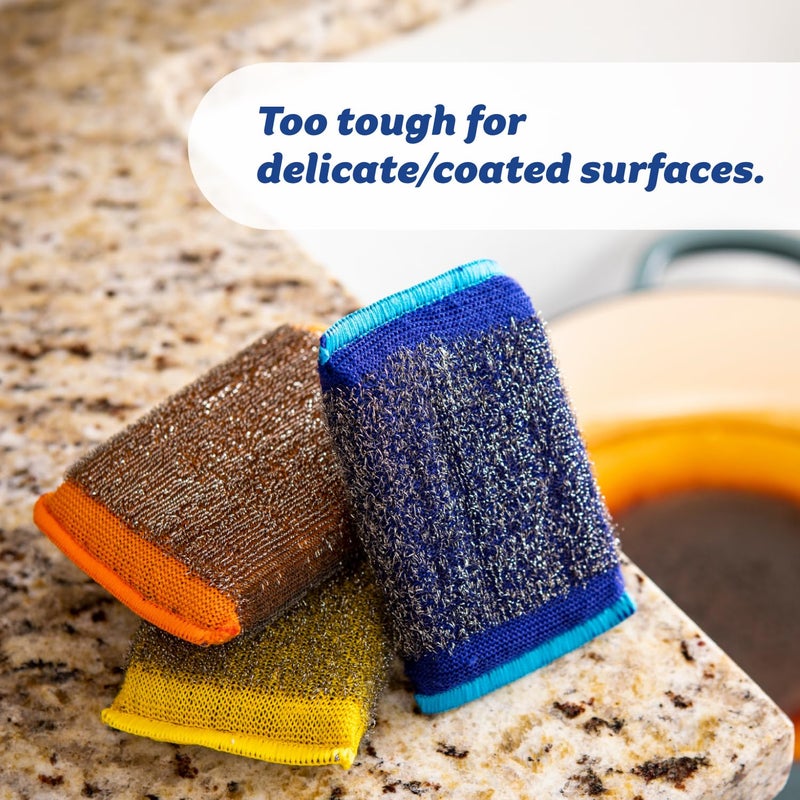 Scrub Daddy Steel Scouring Pad Scrub Sponges - Stainless Steel Scour Daddy - Stainless Steel Fibers Do What Scrubbing Sponges Can't - Durable, Shred-Resistant Scrubbing Pads - 2 Count (6 Pack) - Image 4