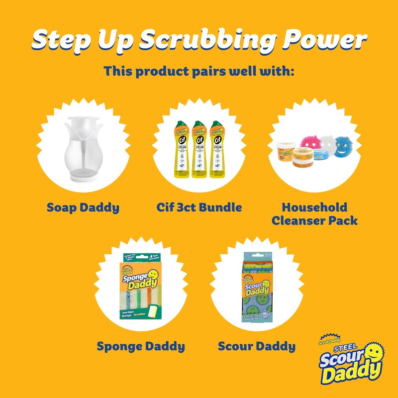 Scrub Daddy Steel Scouring Pad Scrub Sponges - Stainless Steel Scour Daddy - Stainless Steel Fibers Do What Scrubbing Sponges Can't - Durable, Shred-Resistant Scrubbing Pads - 2 Count (6 Pack) - Image 5