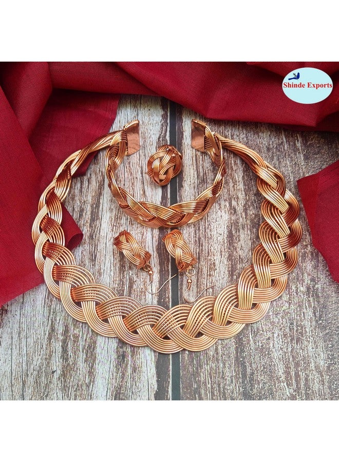 SHINDE EXPORTS pure copper choker necklace set jewellery for women (Design 1) - Image 2