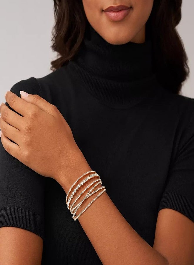 Suyi Rhinestone Bracelet Multilayer Gold Cuff Bracelet for Women Crystal Braidal Bracelets Gold 2 - Image 2