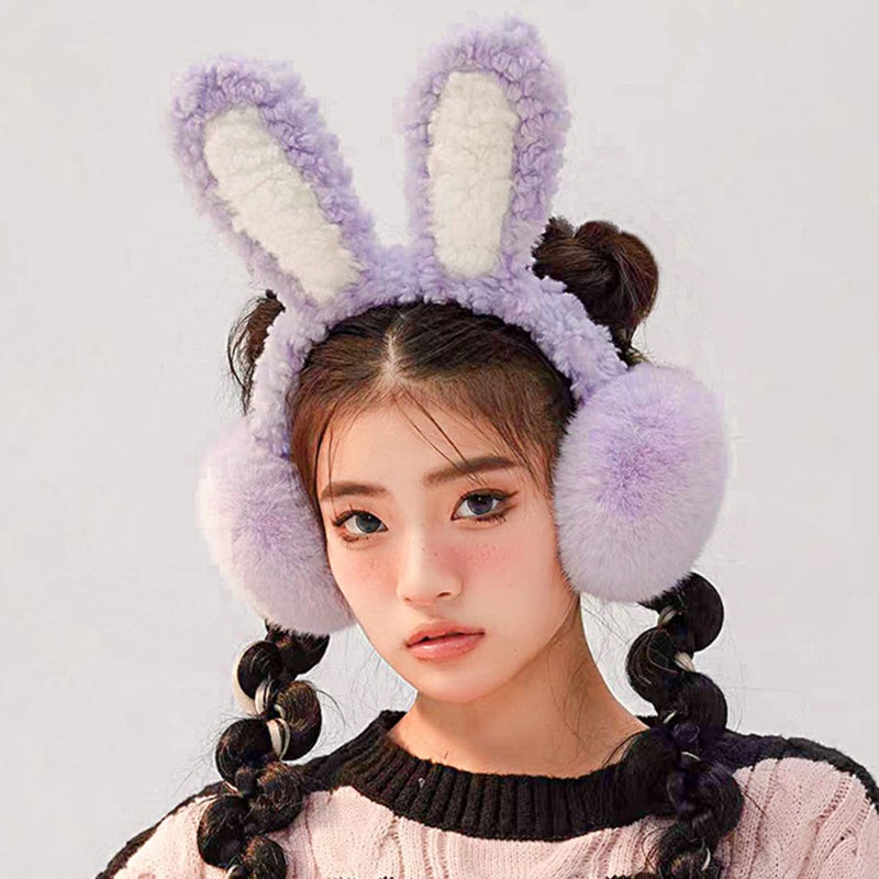 Soft Warm Knitted Plush Earmuffs Winter Ear Cover Cold Protection White One Size - Image 3