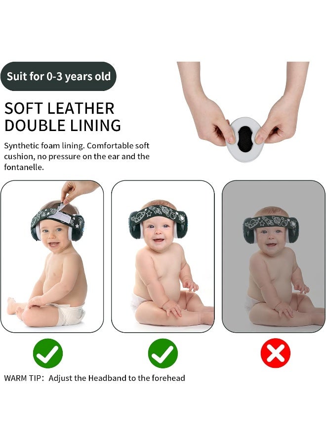 LYSIAN Baby Noise Reduction Earmuffs â€“ Noise Cancelling Headphones for Infants and Kids, Perfect for Travel, Airplanes, Concerts, Fireworks. 25dB Sound Block, Dark Green - Image 5