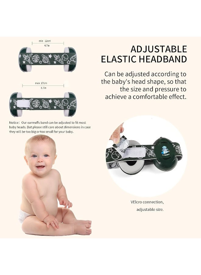 LYSIAN Baby Noise Reduction Earmuffs â€“ Noise Cancelling Headphones for Infants and Kids, Perfect for Travel, Airplanes, Concerts, Fireworks. 25dB Sound Block, Dark Green - Image 4