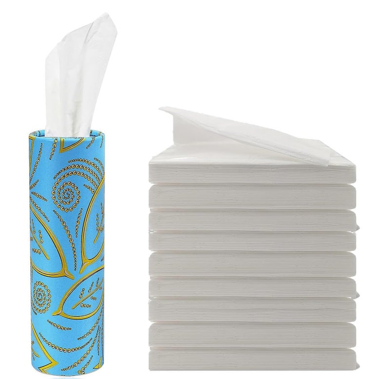 Generic Car Tissue Cylinder Refillable & Car Tissue Refills Set - Round Tissue Boxes with 9 Packs Facial Tissues,Travel Tissues for Car Visor Tissue Holder, Car Tissue Dispenser Perfect Fit All Car Cup Holder  - Image 1