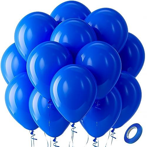 Bezente Royal Blue Latex Party Balloons - 100 Pack 12 inch Round Helium Blue Balloons for Birthday Graduation Baseball Nautical 4th of July Independence Memorial Day Patriotic Party Decorations - Image 1