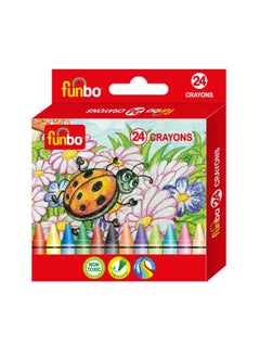 Funbo 24-Piece Wax Crayons Set Multicolour 