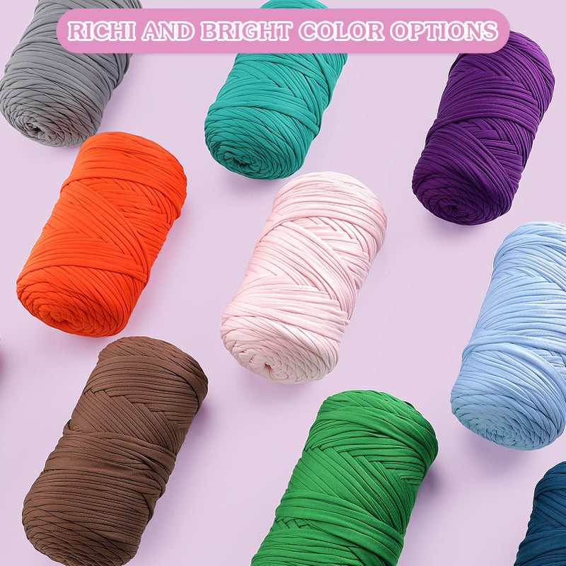 Lpalats 2 Pack Tshirt Yarn for Crochet - 800 G/260 Yds T Shirt Soft Elastic Fabric T-Shirt Yarn for Crocheting Bags Baskets Home Decor with 1 Crochet Hook (2, Dark Grey+Denim Blue) - Image 5