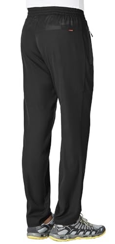 Rdruko Men's Casual Pants Lightweight Quick Dry Hiking Workout Running Sports Sweat Pants with Pockets(Black, US L) - Image 3