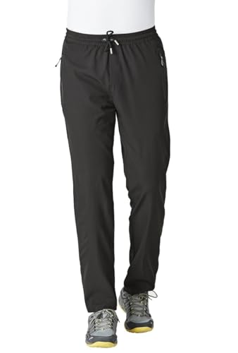 Rdruko Men's Casual Pants Lightweight Quick Dry Hiking Workout Running Sports Sweat Pants with Pockets(Black, US L) - Image 1