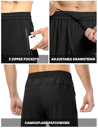 Rdruko Men's Casual Pants Lightweight Quick Dry Hiking Workout Running Sports Sweat Pants with Pockets(Black, US L) - Image 5